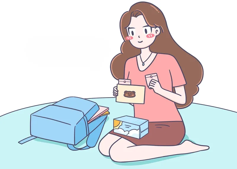 Mom preparing period kit for her daughter's school bag