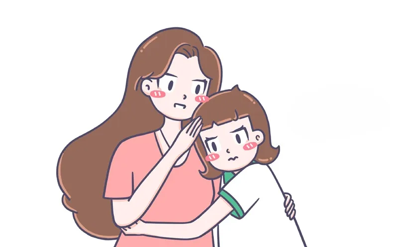 Mom caring her worried daughter