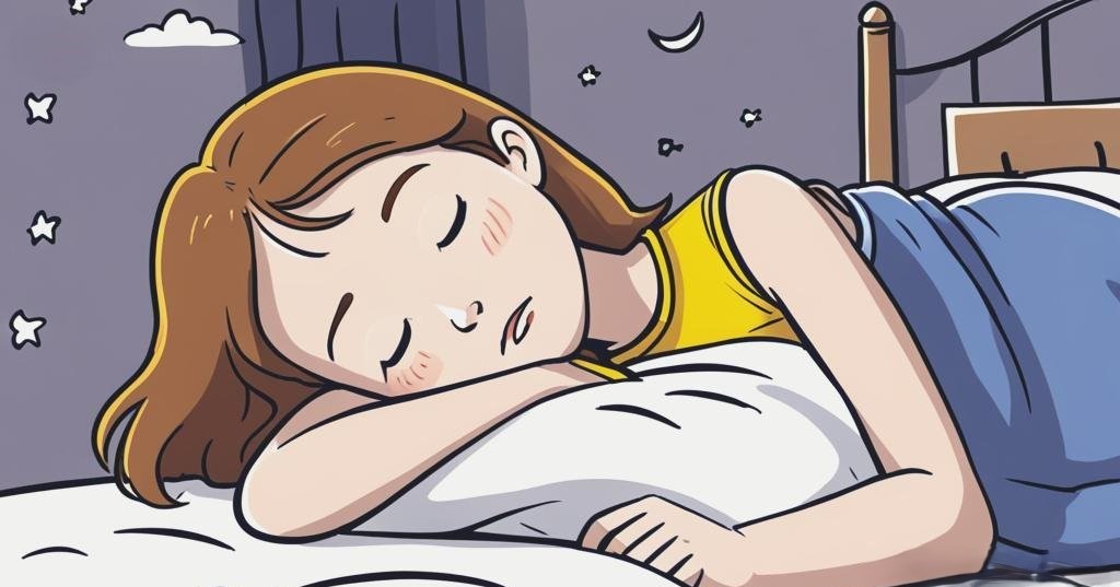 sleeping girl at night