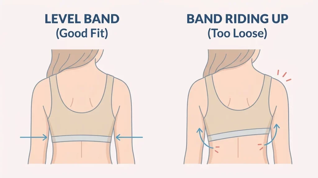 Simple illustration of a level back band vs a band riding up