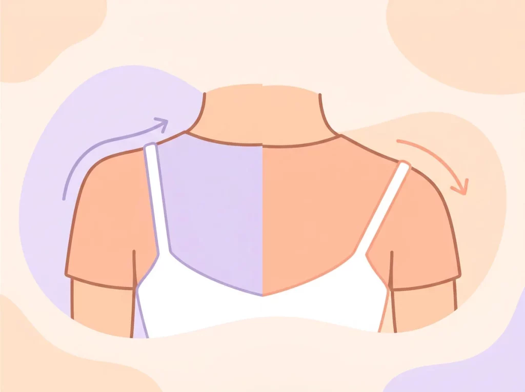 Simple illustration showing how sloping shoulders can make bra straps slide outward